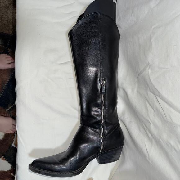 ZARA Leather Knee High Boots Zipper inside Sz 6.5 - Picture 3 of 6